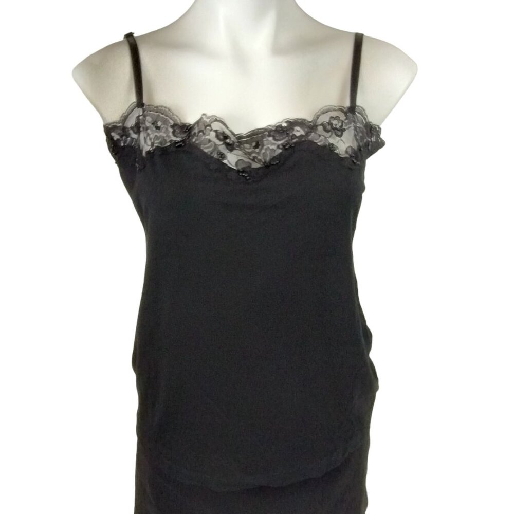 Laura Clement Womens 14 to 16 Black Lace Trim Soft Camisole Top